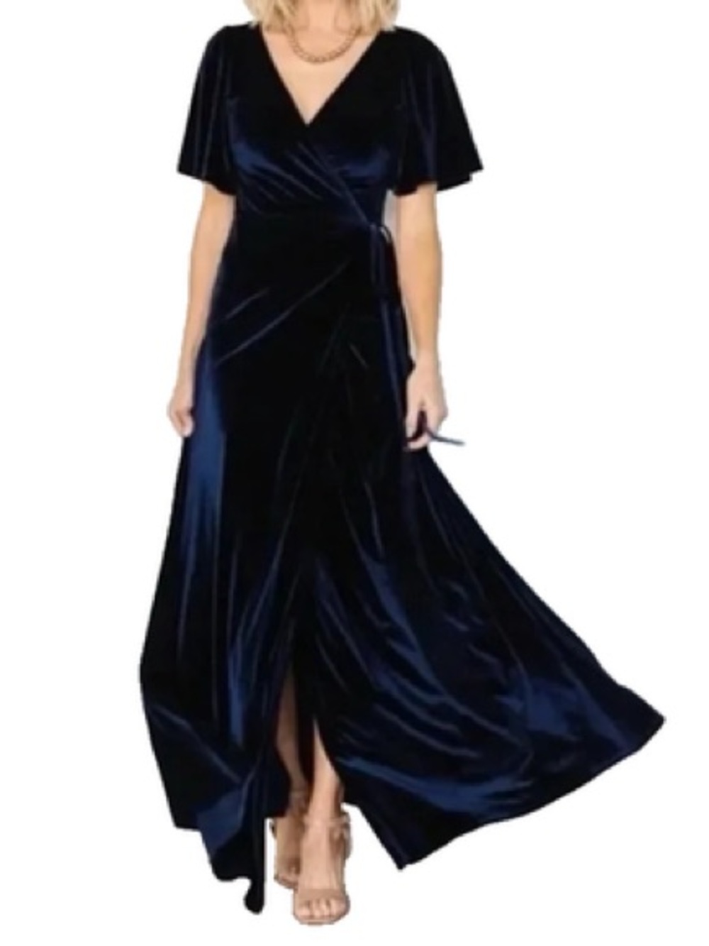Baltic Born Navy Velvet Wrap Maxi Dress